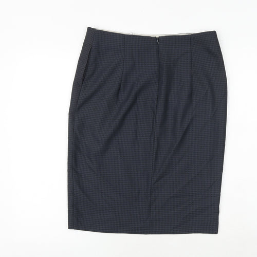 NEXT Womens Blue Geometric Viscose A-Line Skirt Size 12 Zip