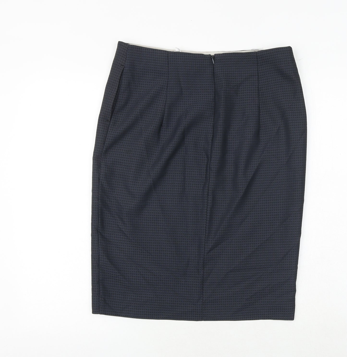 NEXT Womens Blue Geometric Viscose A-Line Skirt Size 12 Zip