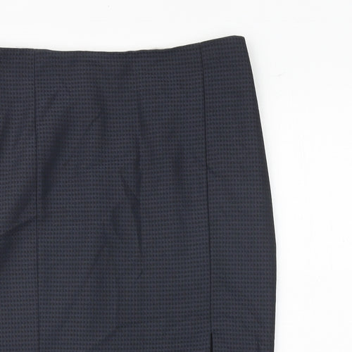 NEXT Womens Blue Geometric Viscose A-Line Skirt Size 12 Zip