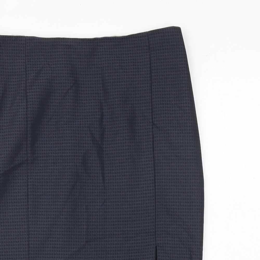 NEXT Womens Blue Geometric Viscose A-Line Skirt Size 12 Zip