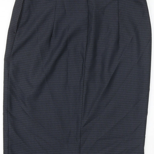 NEXT Womens Blue Geometric Viscose A-Line Skirt Size 12 Zip