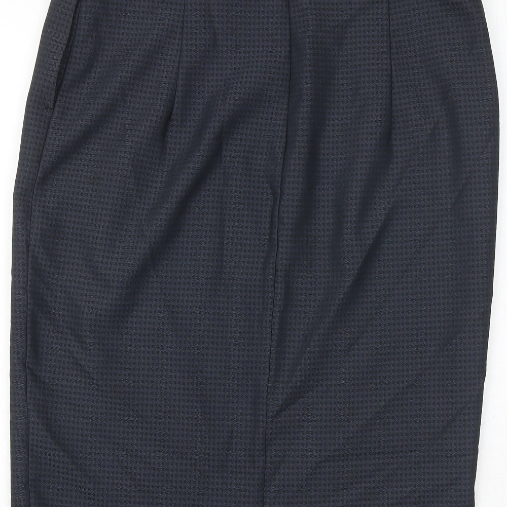 NEXT Womens Blue Geometric Viscose A-Line Skirt Size 12 Zip