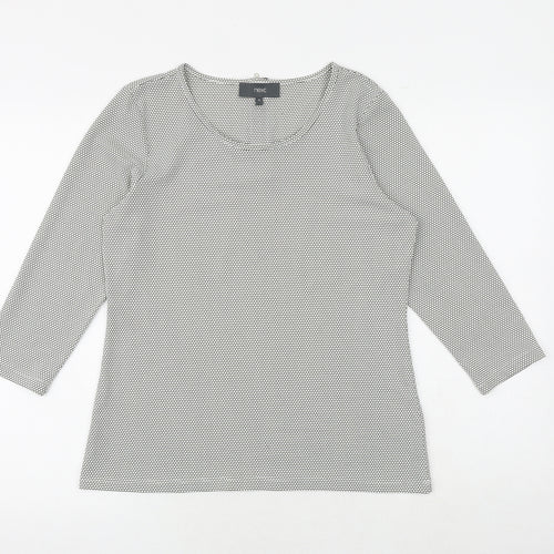 NEXT Womens White Geometric Polyester Basic Blouse Size 12 Boat Neck
