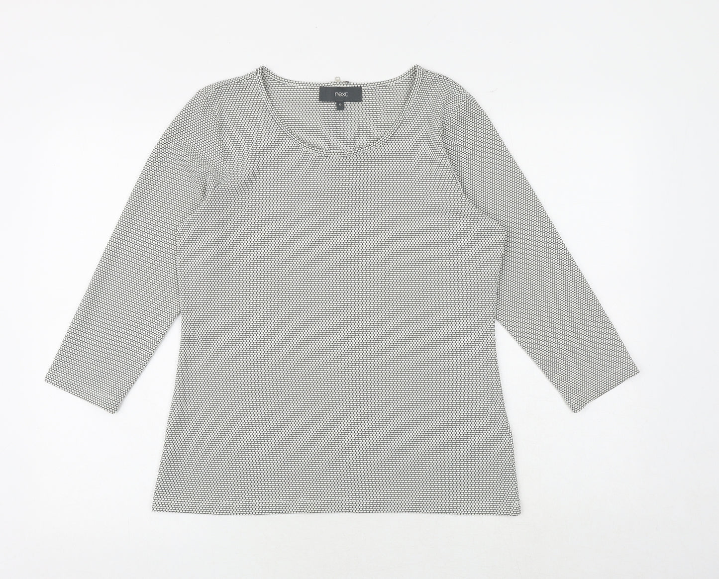 NEXT Womens White Geometric Polyester Basic Blouse Size 12 Boat Neck