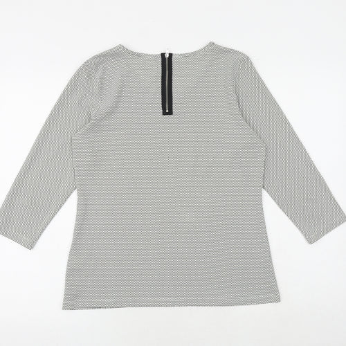 NEXT Womens White Geometric Polyester Basic Blouse Size 12 Boat Neck