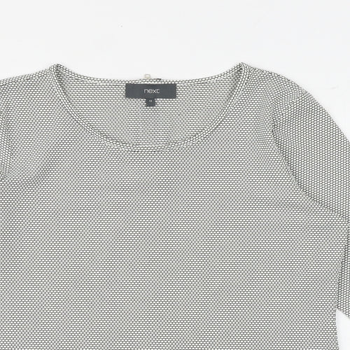 NEXT Womens White Geometric Polyester Basic Blouse Size 12 Boat Neck