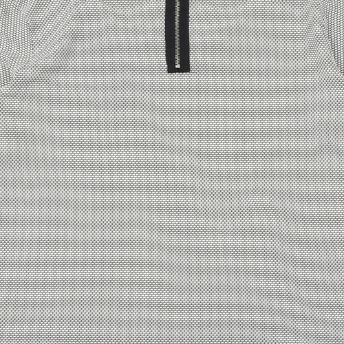 NEXT Womens White Geometric Polyester Basic Blouse Size 12 Boat Neck