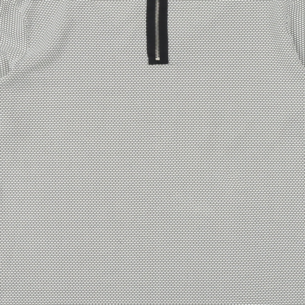 NEXT Womens White Geometric Polyester Basic Blouse Size 12 Boat Neck