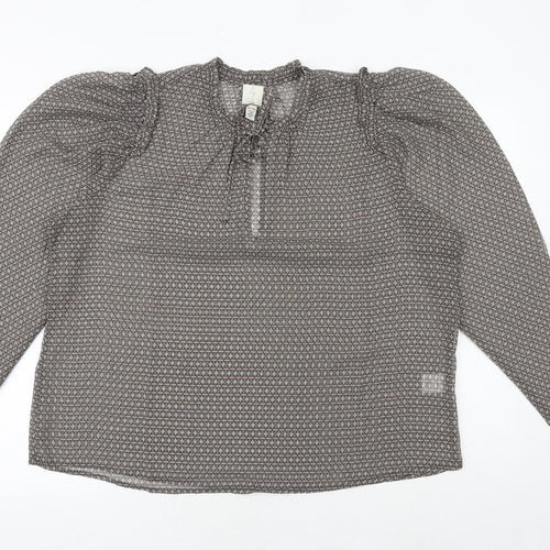 JOIE Womens Brown Geometric Polyester Basic Blouse Size XL Round Neck