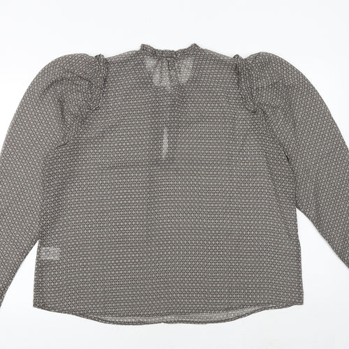 JOIE Womens Brown Geometric Polyester Basic Blouse Size XL Round Neck