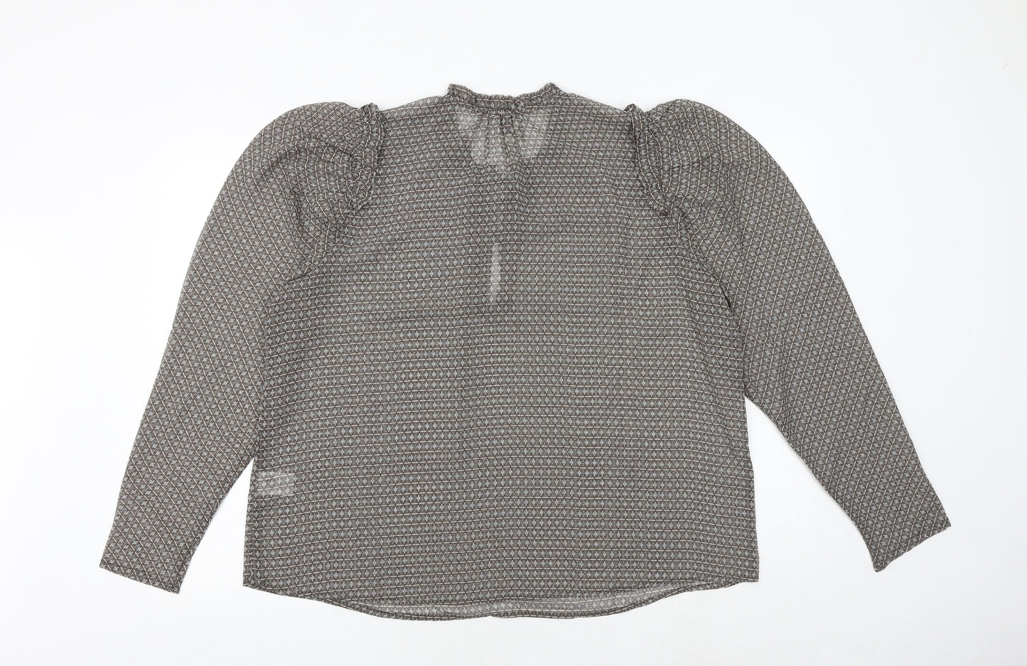JOIE Womens Brown Geometric Polyester Basic Blouse Size XL Round Neck