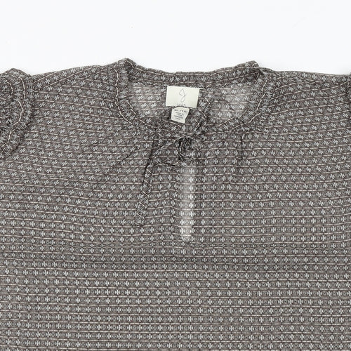 JOIE Womens Brown Geometric Polyester Basic Blouse Size XL Round Neck