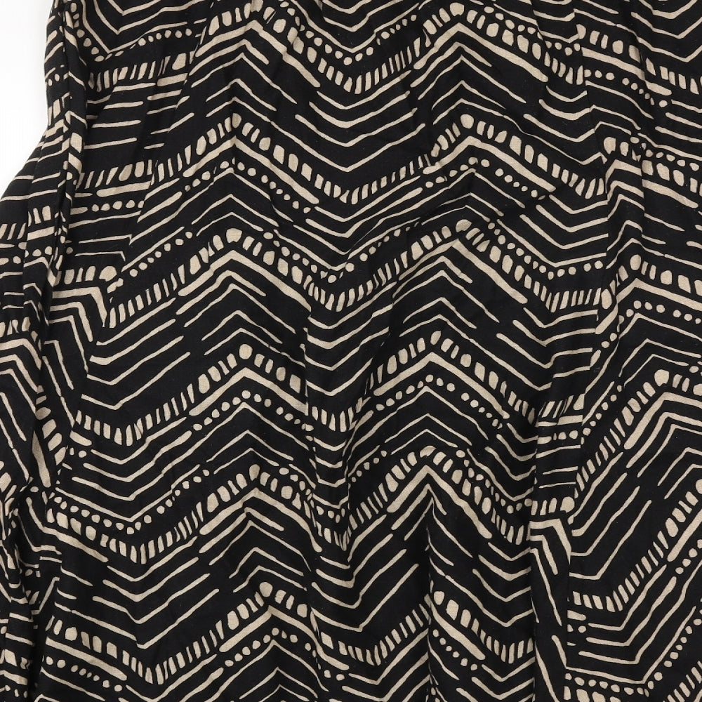 BHS Womens Black Geometric Linen Wrap Skirt Size 16 Tie