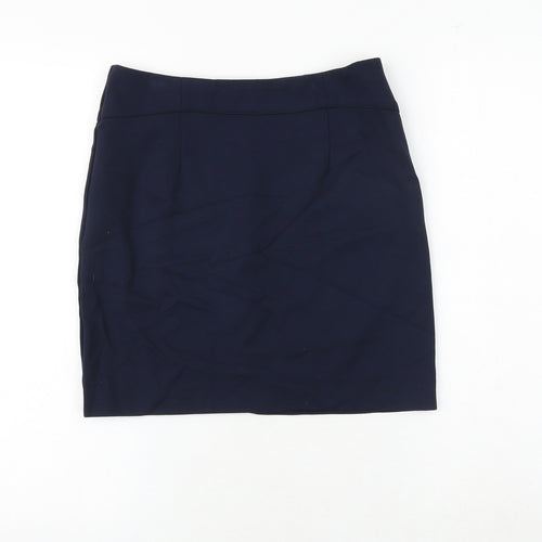 John Lewis Womens Blue Polyester A-Line Skirt Size 8 Zip