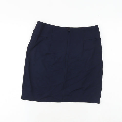 John Lewis Womens Blue Polyester A-Line Skirt Size 8 Zip