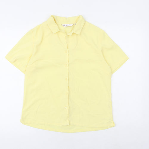 EWM Womens Yellow Polyester Basic Button-Up Size 14 Collared