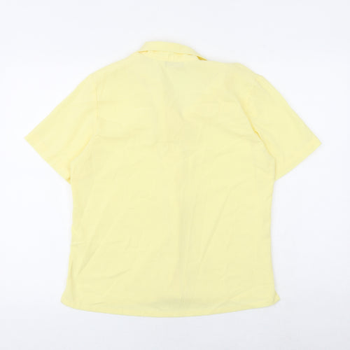 EWM Womens Yellow Polyester Basic Button-Up Size 14 Collared