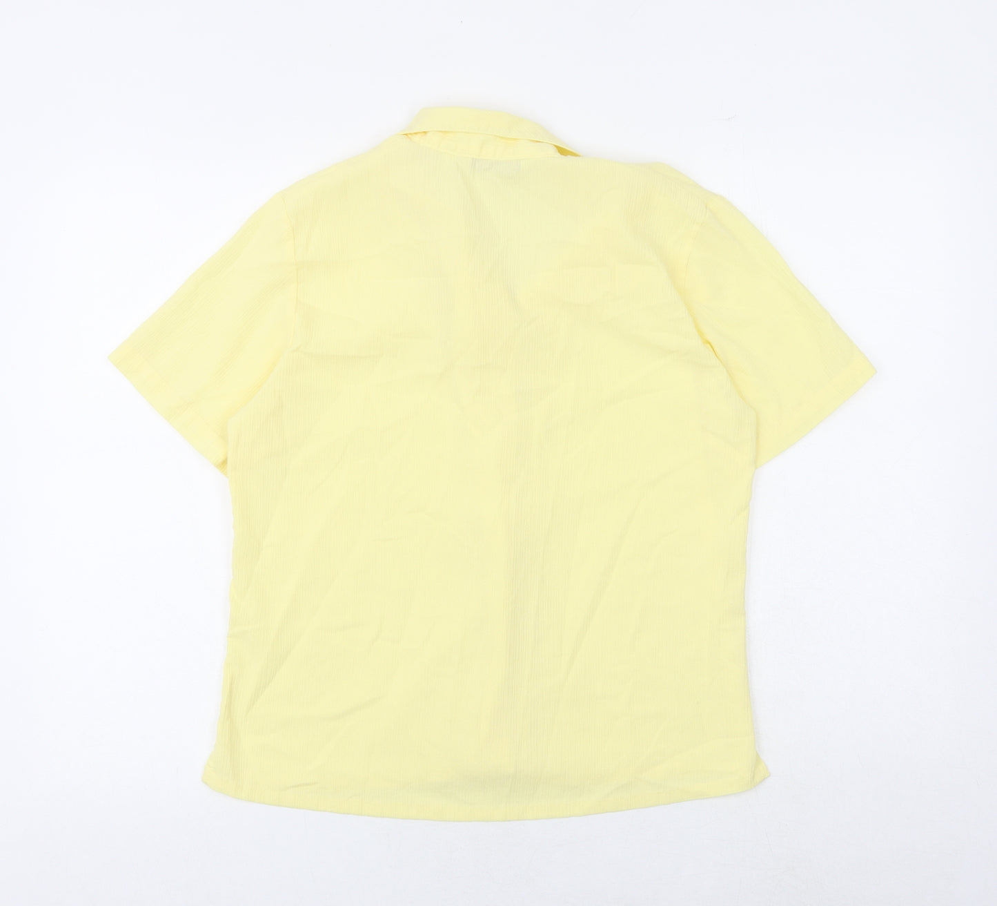 EWM Womens Yellow Polyester Basic Button-Up Size 14 Collared