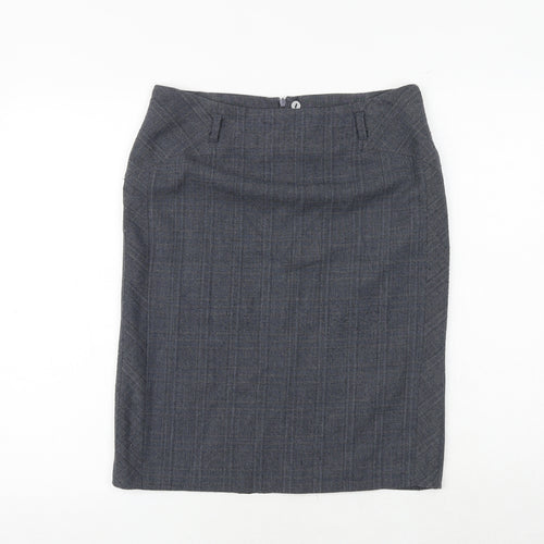 NEXT Womens Blue Plaid Polyester A-Line Skirt Size 10 Zip