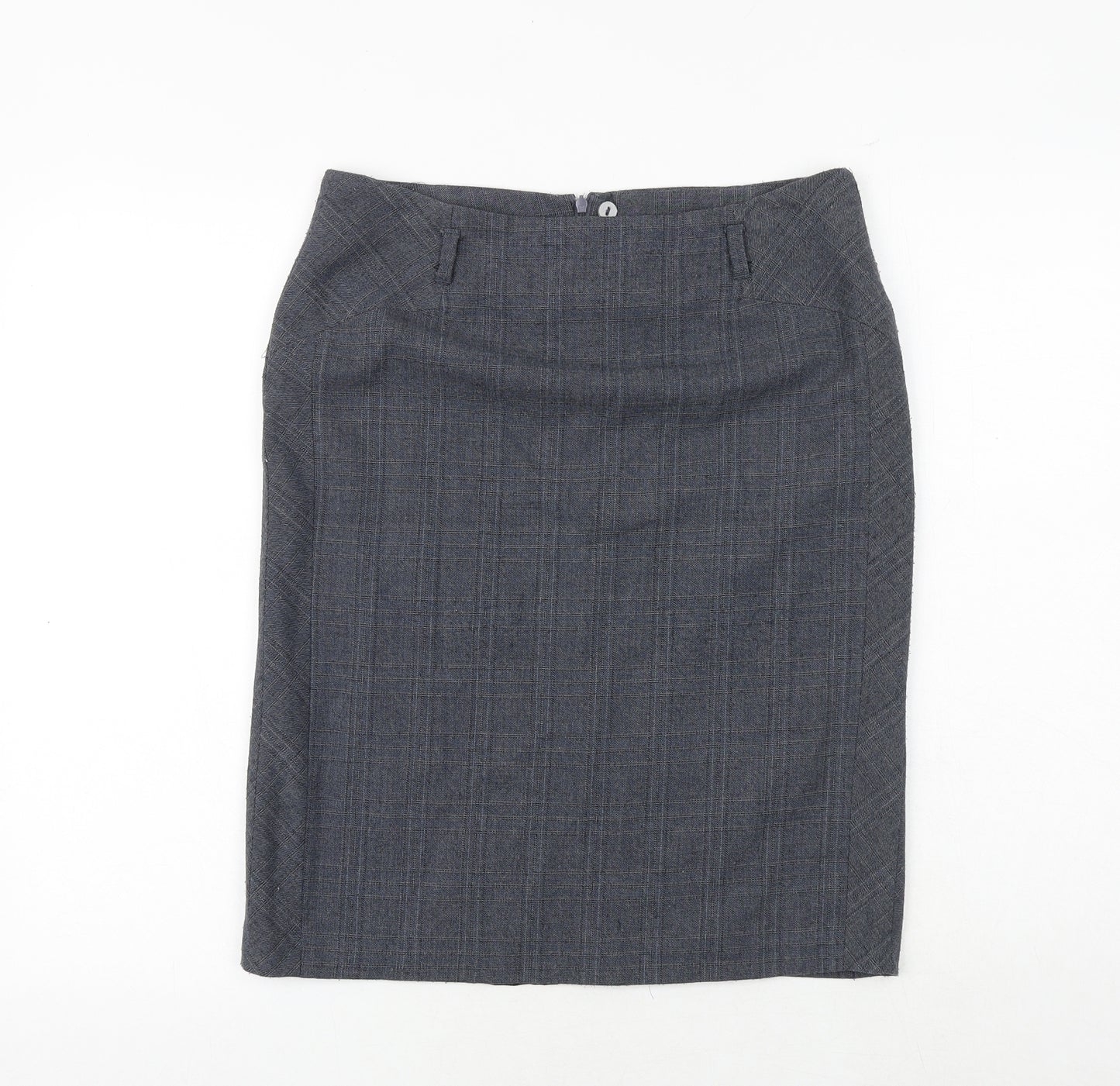 NEXT Womens Blue Plaid Polyester A-Line Skirt Size 10 Zip