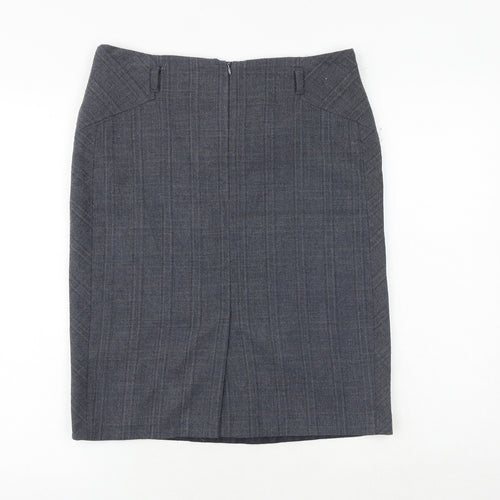 NEXT Womens Blue Plaid Polyester A-Line Skirt Size 10 Zip