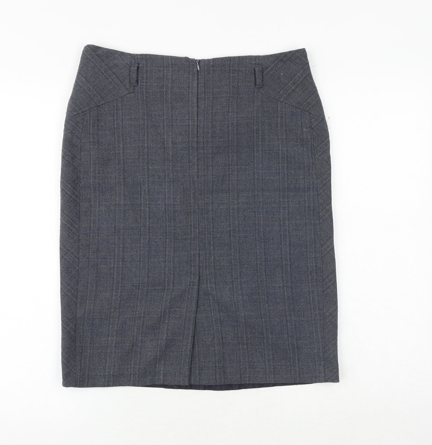 NEXT Womens Blue Plaid Polyester A-Line Skirt Size 10 Zip