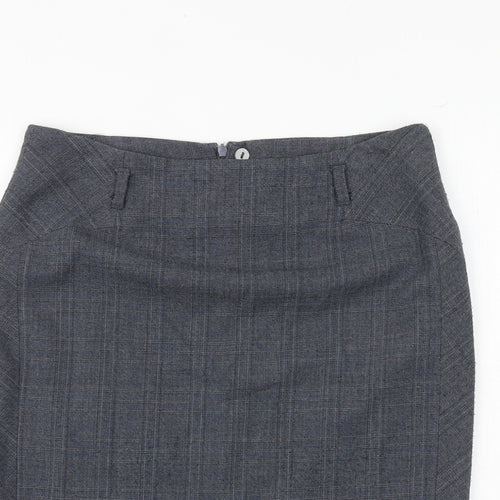 NEXT Womens Blue Plaid Polyester A-Line Skirt Size 10 Zip