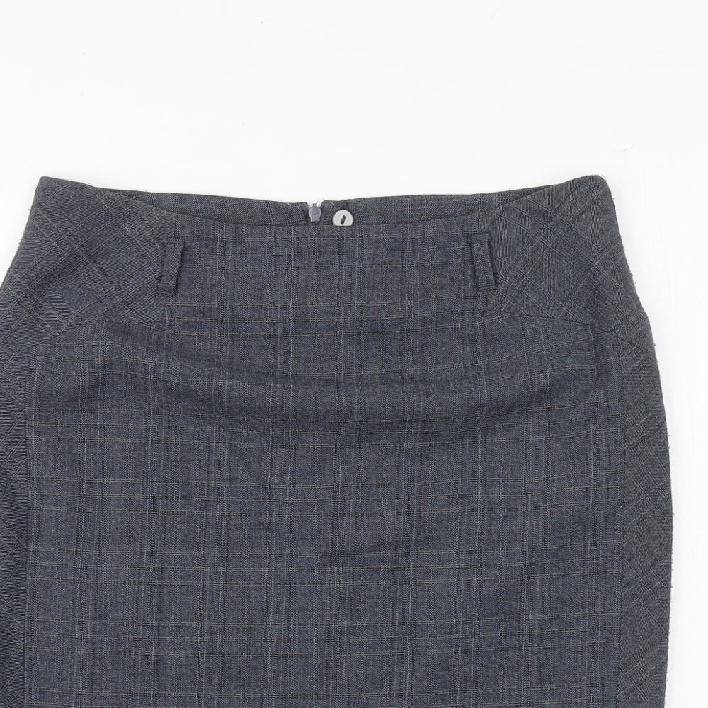 NEXT Womens Blue Plaid Polyester A-Line Skirt Size 10 Zip