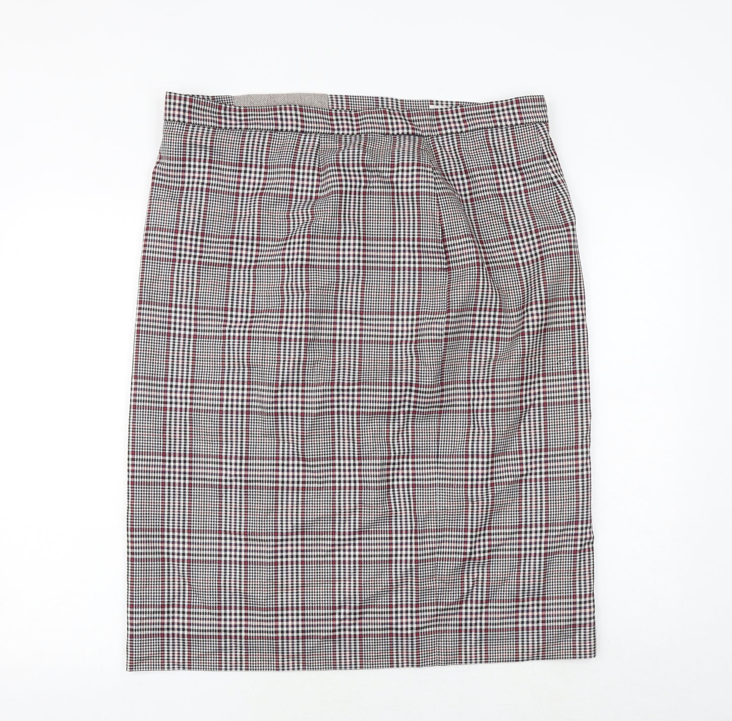 Jaeger Womens Multicoloured Plaid Wool Straight & Pencil Skirt Size 18 Zip