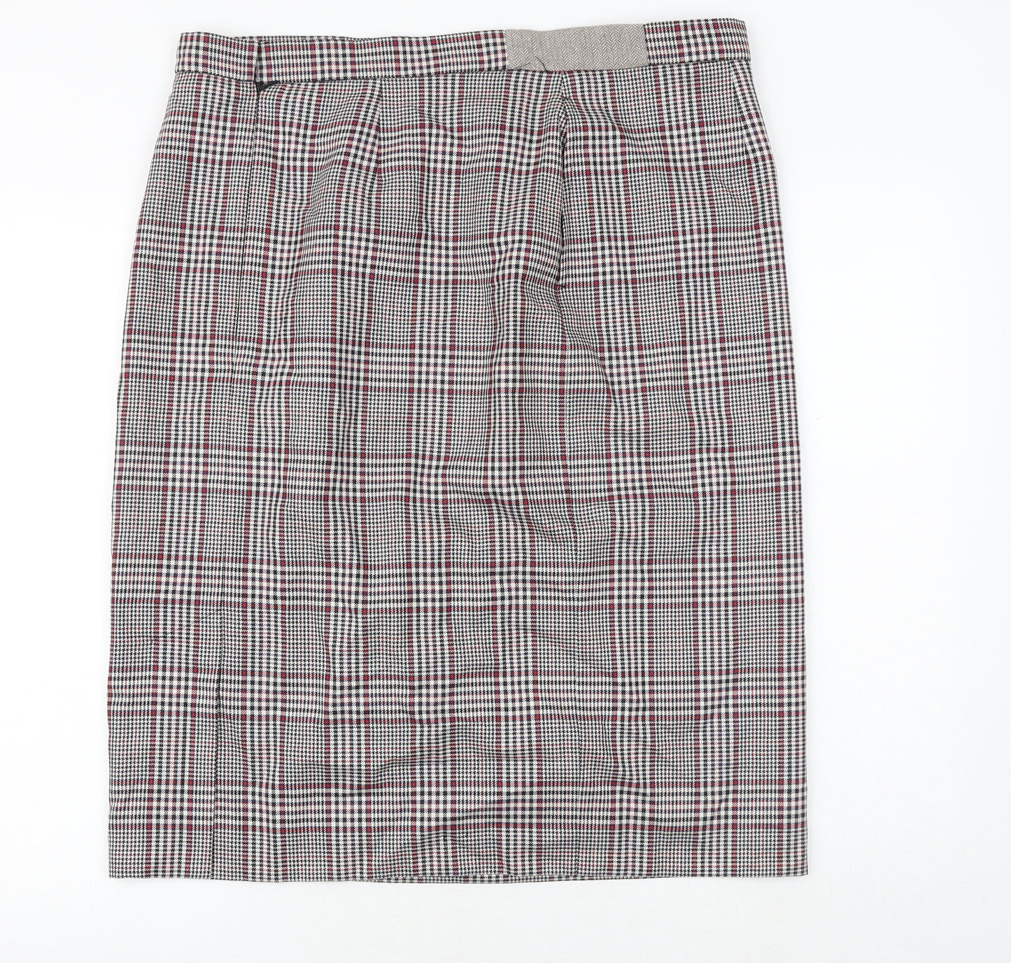 Jaeger Womens Multicoloured Plaid Wool Straight & Pencil Skirt Size 18 Zip