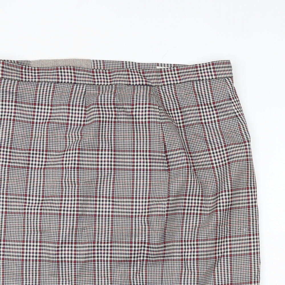 Jaeger Womens Multicoloured Plaid Wool Straight & Pencil Skirt Size 18 Zip