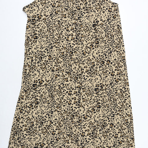 Marks and Spencer Womens Brown Animal Print Viscose Tank Dress Size 22 Round Neck Pullover - Leopard Pattern