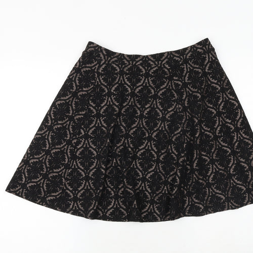 Marks and Spencer Womens Black Geometric Polyester Swing Skirt Size 28 in