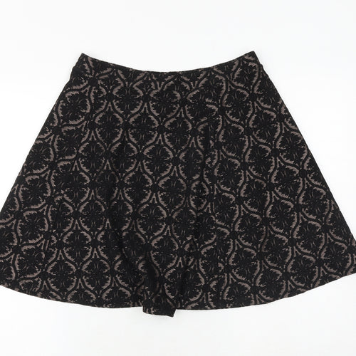 Marks and Spencer Womens Black Geometric Polyester Swing Skirt Size 28 in