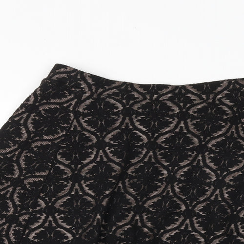Marks and Spencer Womens Black Geometric Polyester Swing Skirt Size 28 in
