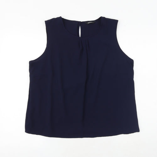 Roman Womens Blue Polyester Basic Blouse Size 18 Boat Neck - Front Pleat Detail