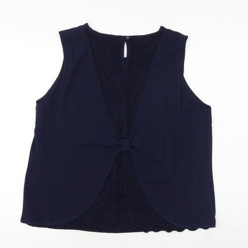 Roman Womens Blue Polyester Basic Blouse Size 18 Boat Neck - Front Pleat Detail