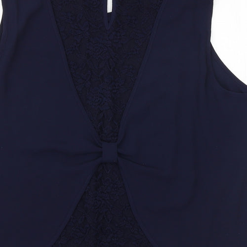 Roman Womens Blue Polyester Basic Blouse Size 18 Boat Neck - Front Pleat Detail
