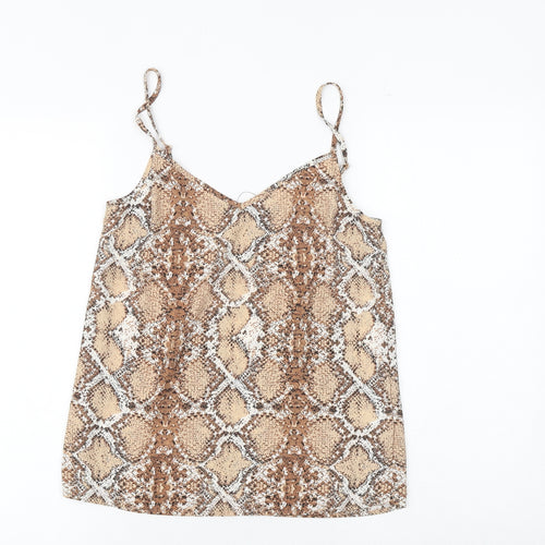 Marks and Spencer Womens Brown Animal Print Polyester Camisole Tank Size 6 V-Neck - Snake Print