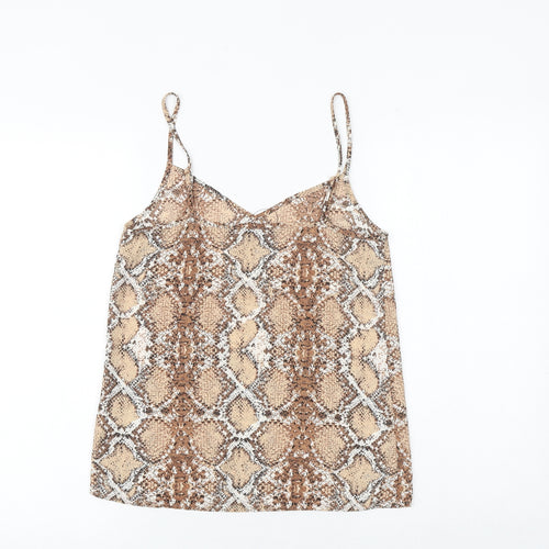 Marks and Spencer Womens Brown Animal Print Polyester Camisole Tank Size 6 V-Neck - Snake Print