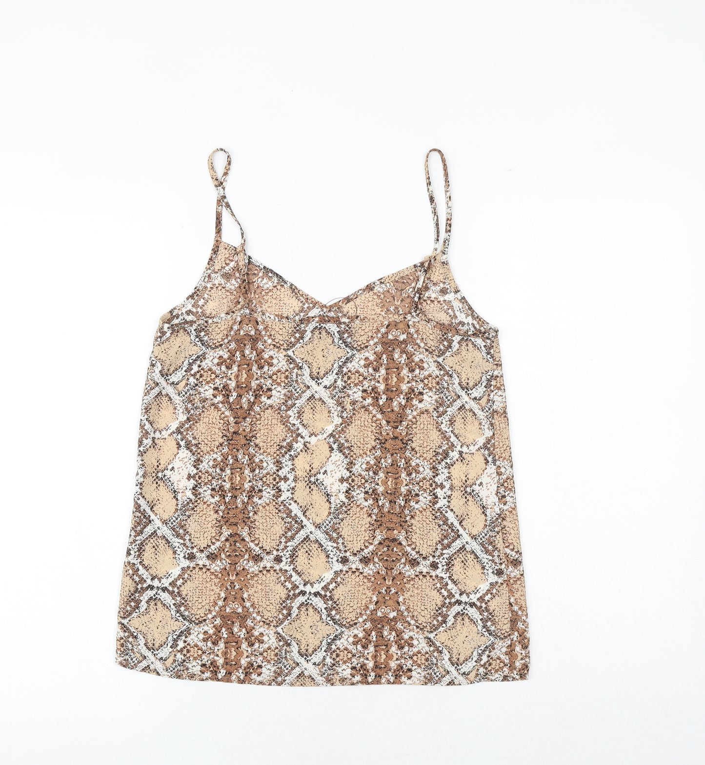 Marks and Spencer Womens Brown Animal Print Polyester Camisole Tank Size 6 V-Neck - Snake Print