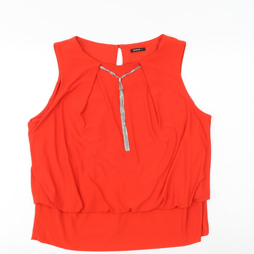 Roman Womens Red Polyester Basic Blouse Size 18 Boat Neck - Chain Detail