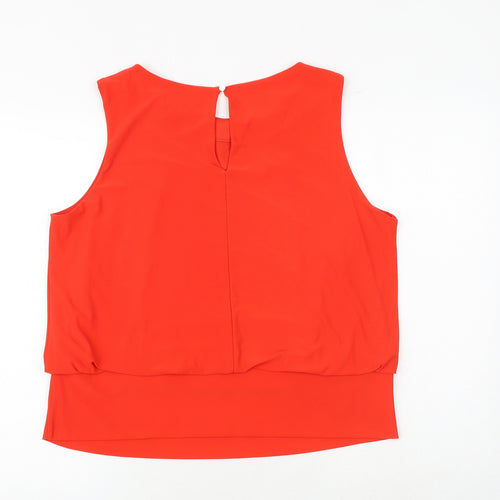Roman Womens Red Polyester Basic Blouse Size 18 Boat Neck - Chain Detail