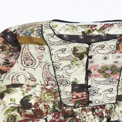 Zara Womens Multicoloured Paisley Polyester Basic Blouse Size XL Round Neck - Flute Sleeve