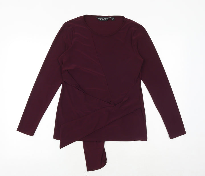 Dorothy Perkins Womens Red Polyester Basic T-Shirt Size 12 Boat Neck - Front Detail