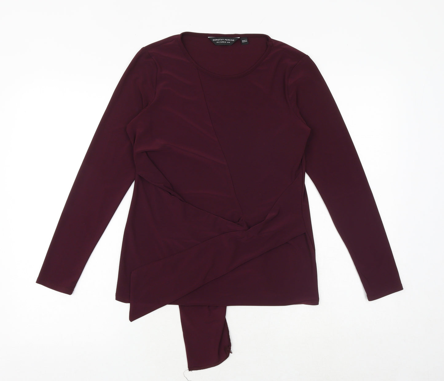 Dorothy Perkins Womens Red Polyester Basic T-Shirt Size 12 Boat Neck - Front Detail