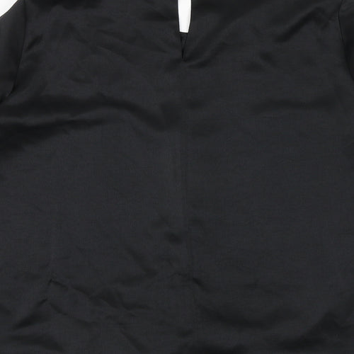 River Island Womens Black Polyester Basic Blouse Size 6 Round Neck - Tie Front Detail