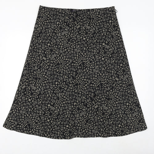 Marks and Spencer Womens Black Geometric Polyester Swing Skirt Size 16