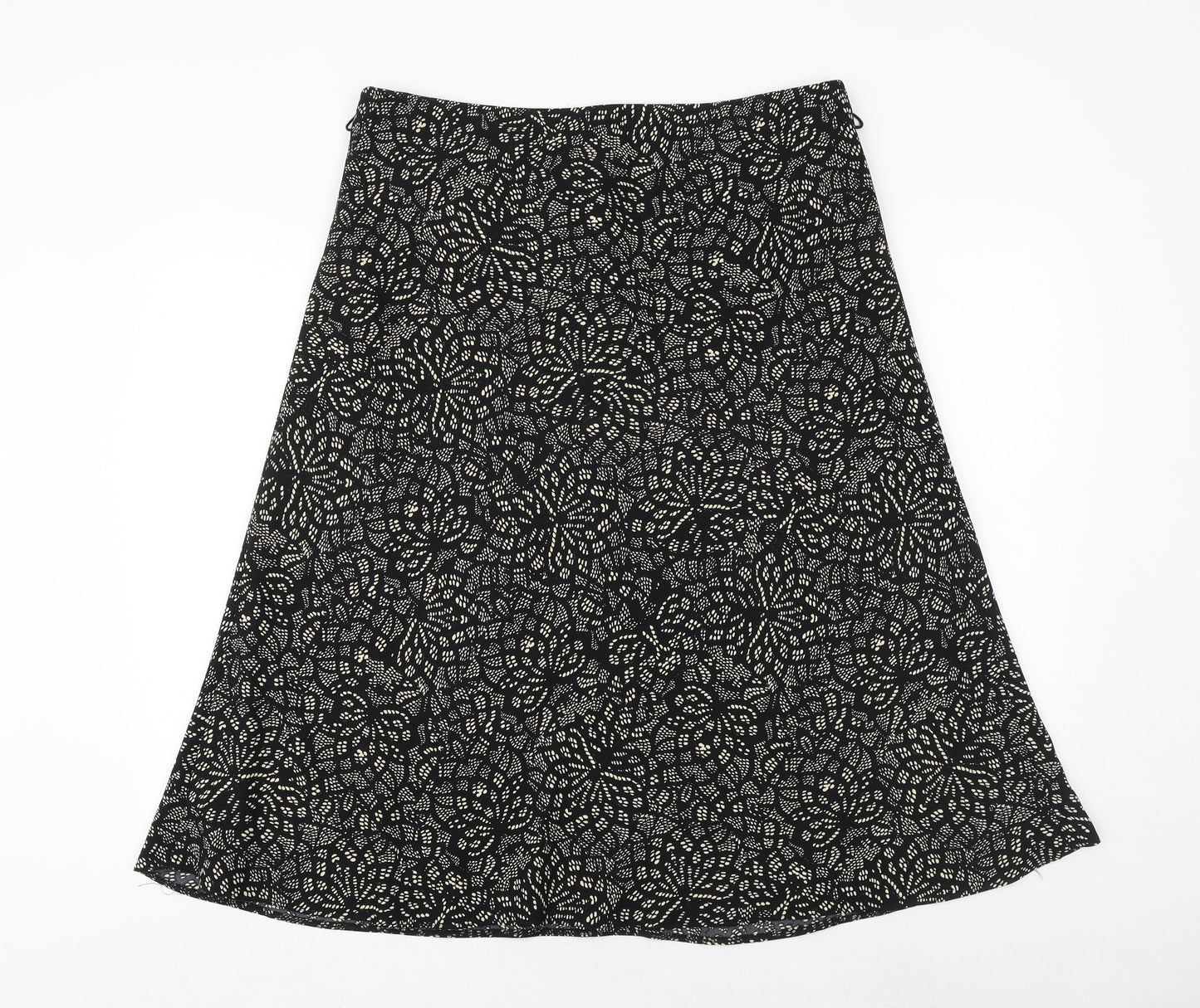 Marks and Spencer Womens Black Geometric Polyester Swing Skirt Size 16