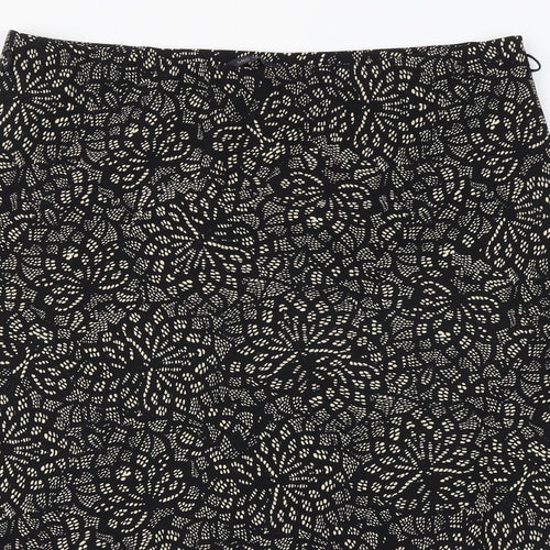 Marks and Spencer Womens Black Geometric Polyester Swing Skirt Size 16